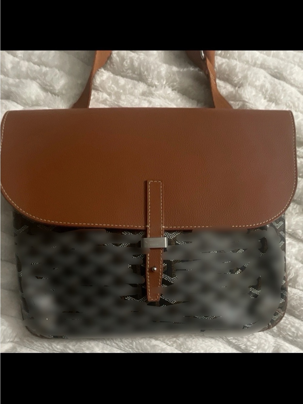 Classic Brown Leather-Trim Men's Shoulder Bag